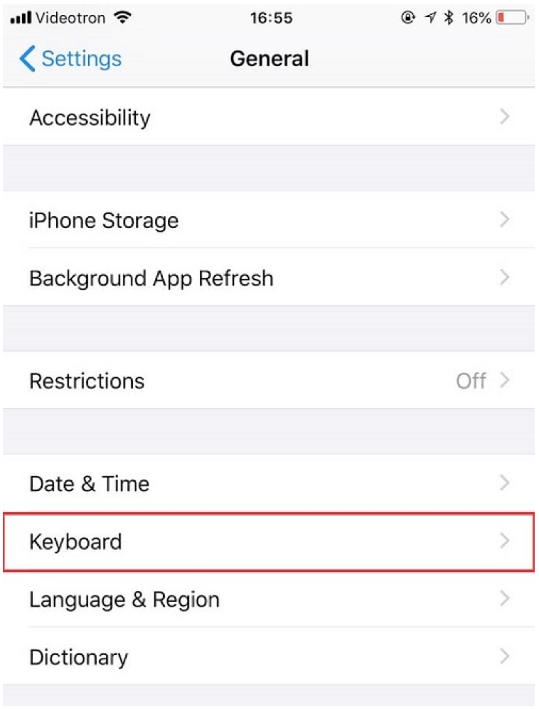 iPhone Settings Keyboard