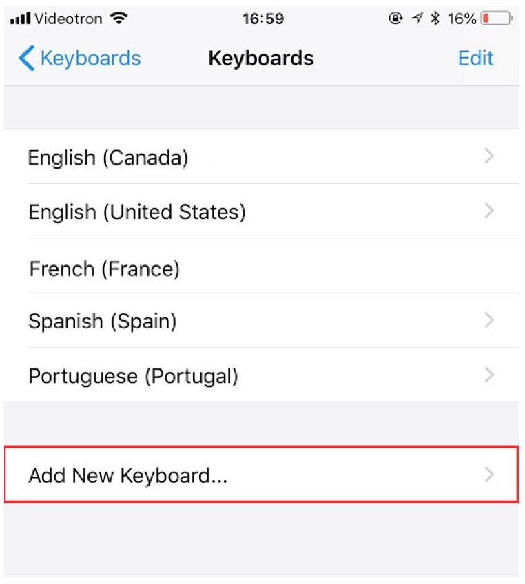 iPhone Settings Add New Keyboard